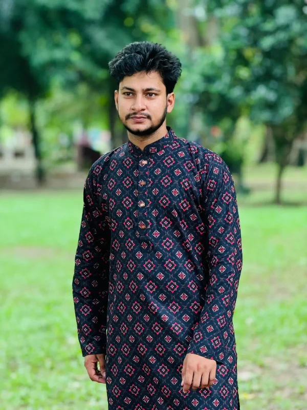 Cotton Printed Panjabi প্রিমিয়াম কোয়ালিটি পাঞ্জাবি সুতি কাপড় স্নাপ বাটন
