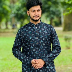 Cotton Printed Panjabi প্রিমিয়াম কোয়ালিটি পাঞ্জাবি সুতি কাপড় স্নাপ বাটন