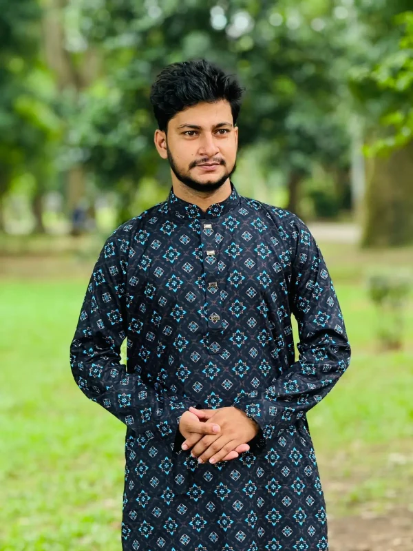Cotton Printed Panjabi প্রিমিয়াম কোয়ালিটি পাঞ্জাবি সুতি কাপড় স্নাপ বাটন