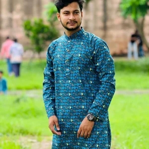 Cotton Print Panjabi Fabrics: Cotton Design: Print Button: Snap Button
