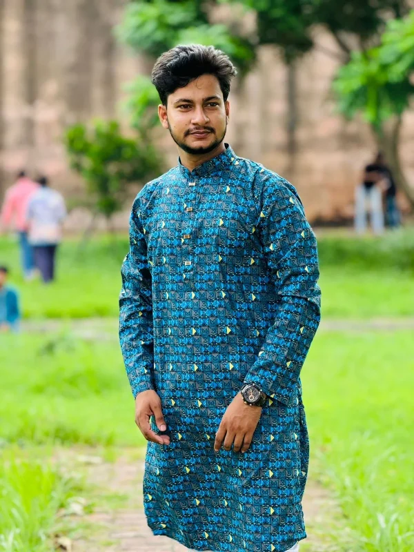 Cotton Print Panjabi Fabrics: Cotton Design: Print Button: Snap Button